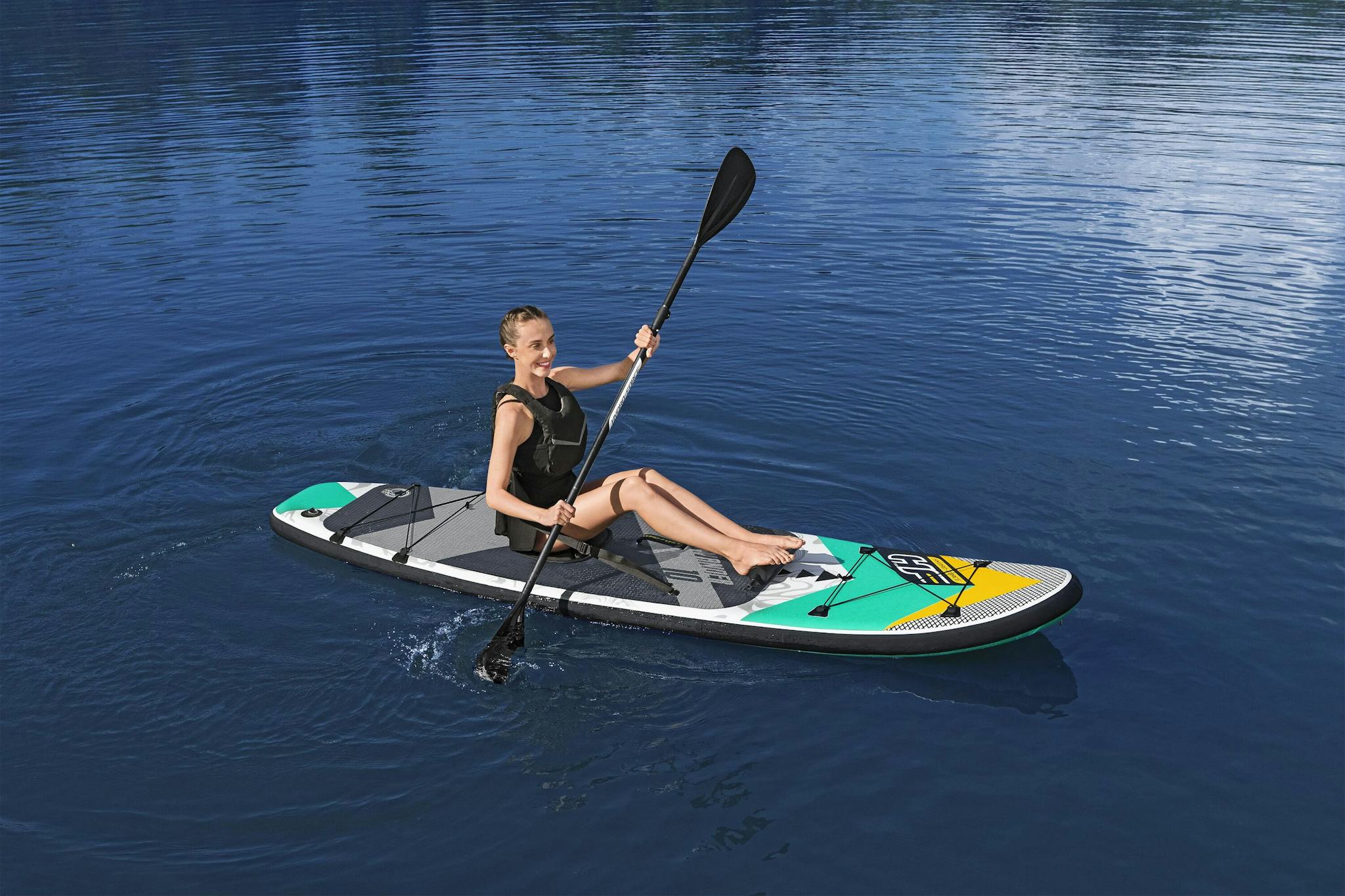 Sports d'eau Paddle SUP gonflable Hydro-Force™ Aqua Wander, 305 x 84 x 12 cm avec pagaie, leash, pompe, 2 ailerons et sac à dos de transport, siège détachable Bestway 6