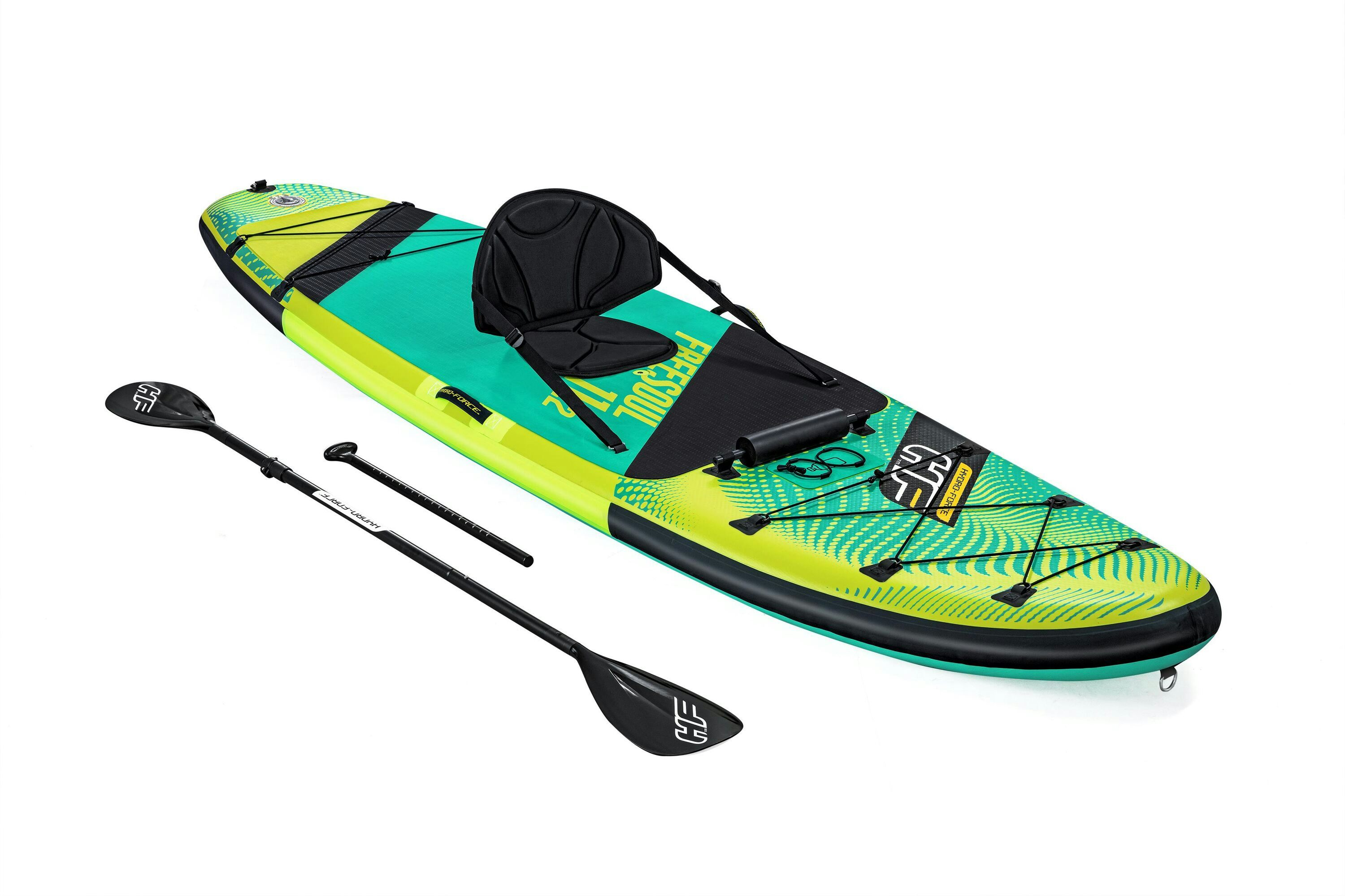 Sports d'eau Paddle SUP Freesoul Tech 340 x 89 x 15 cm transformable en kayak ou en planche à voile, avec siège, cale-pieds, pompe Bestway 1
