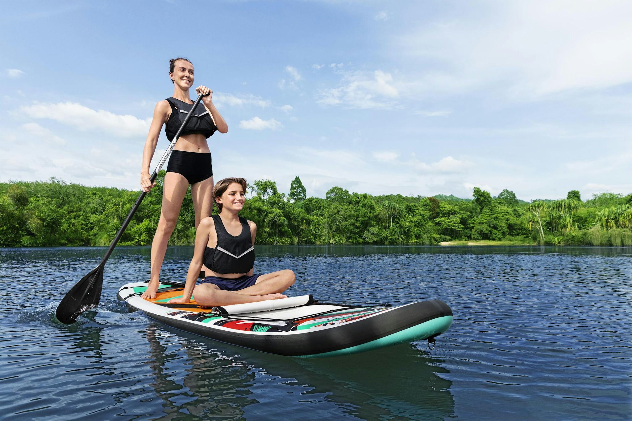 Sports d'eau Paddle SUP gonflable Hydro-Force™ Breeze Panorama, 305 x 84 x 12 cm avec hublot, pagaie, leash, pompe, 1 aileron et sac à dos de transport Bestway 6