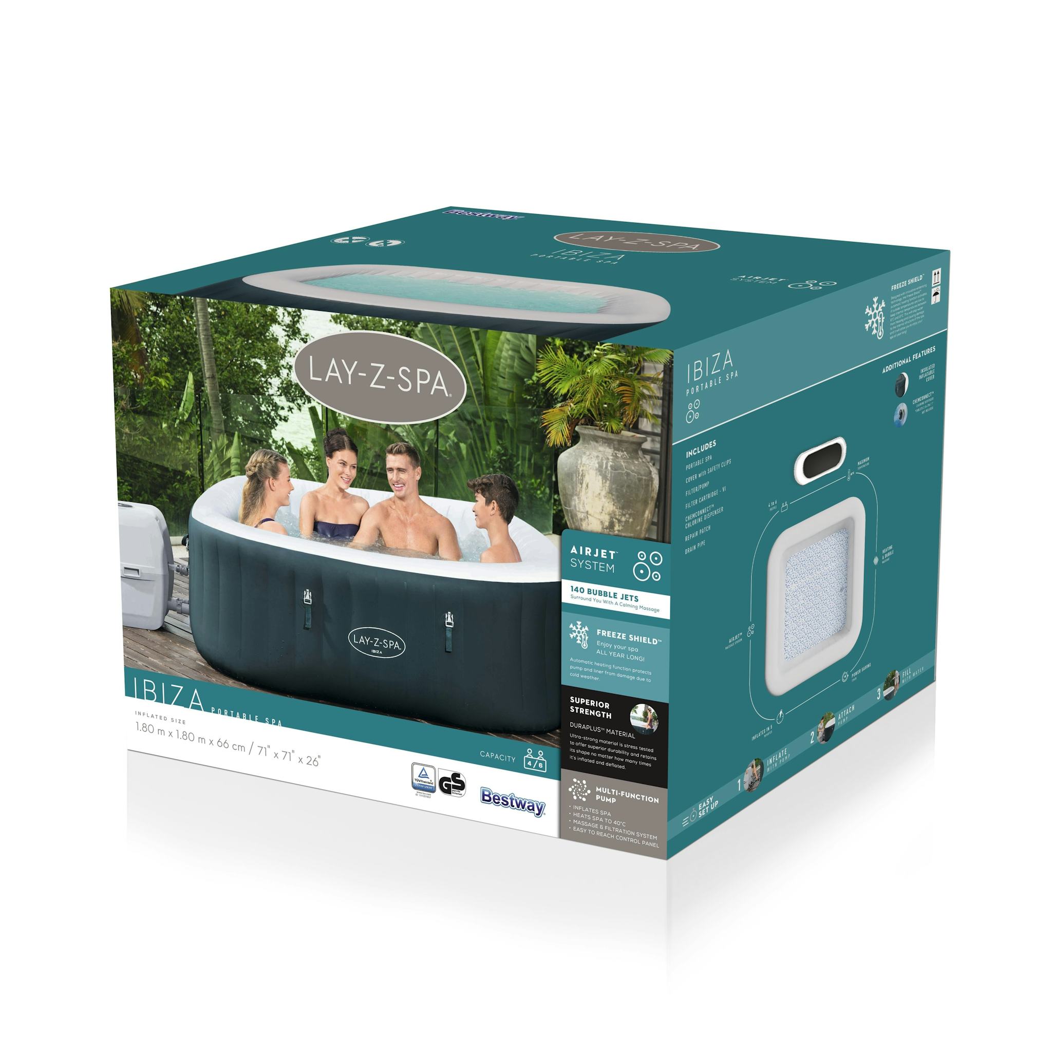 Spas Gonflables Spa gonflable carré Lay-Z-Spa Ibiza Airjet™ 4 - 6 personnes Bestway 17