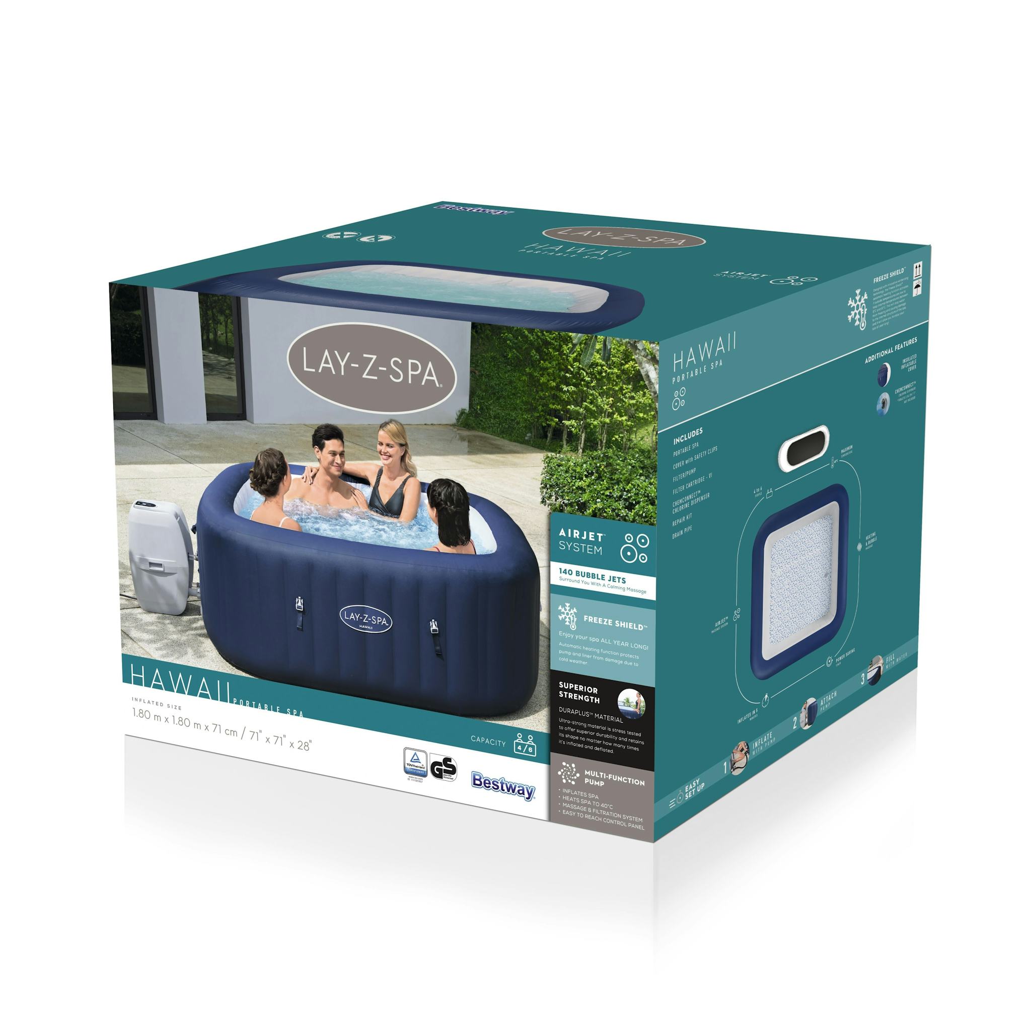 Spas Gonflables Spa gonflable carré Lay-Z-Spa Hawaii Airjet™ 4 - 6 personnes Bestway 10