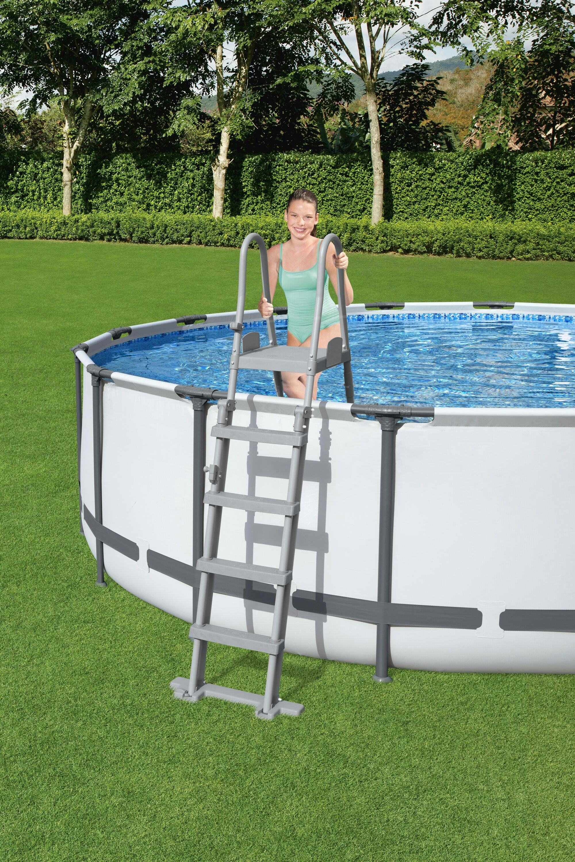 Accessoires piscine et spa Echelle de sécurité 2 x 4 marches avec plateforme pour piscine hauteur 132 cm Bestway 2