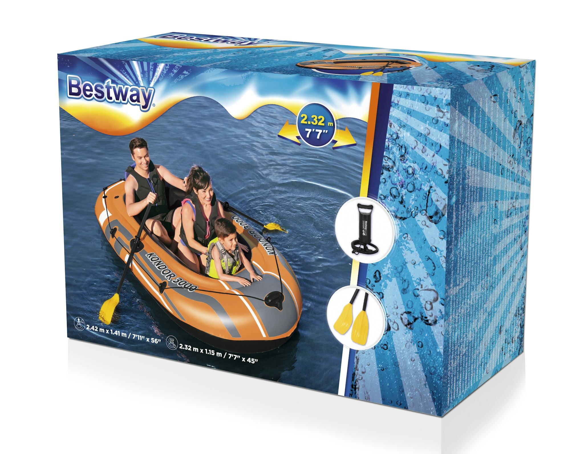 Sports d'eau Bateau gonflable Kondor 3000, rames et pompe à air, 228 x 110 cm Bestway 23
