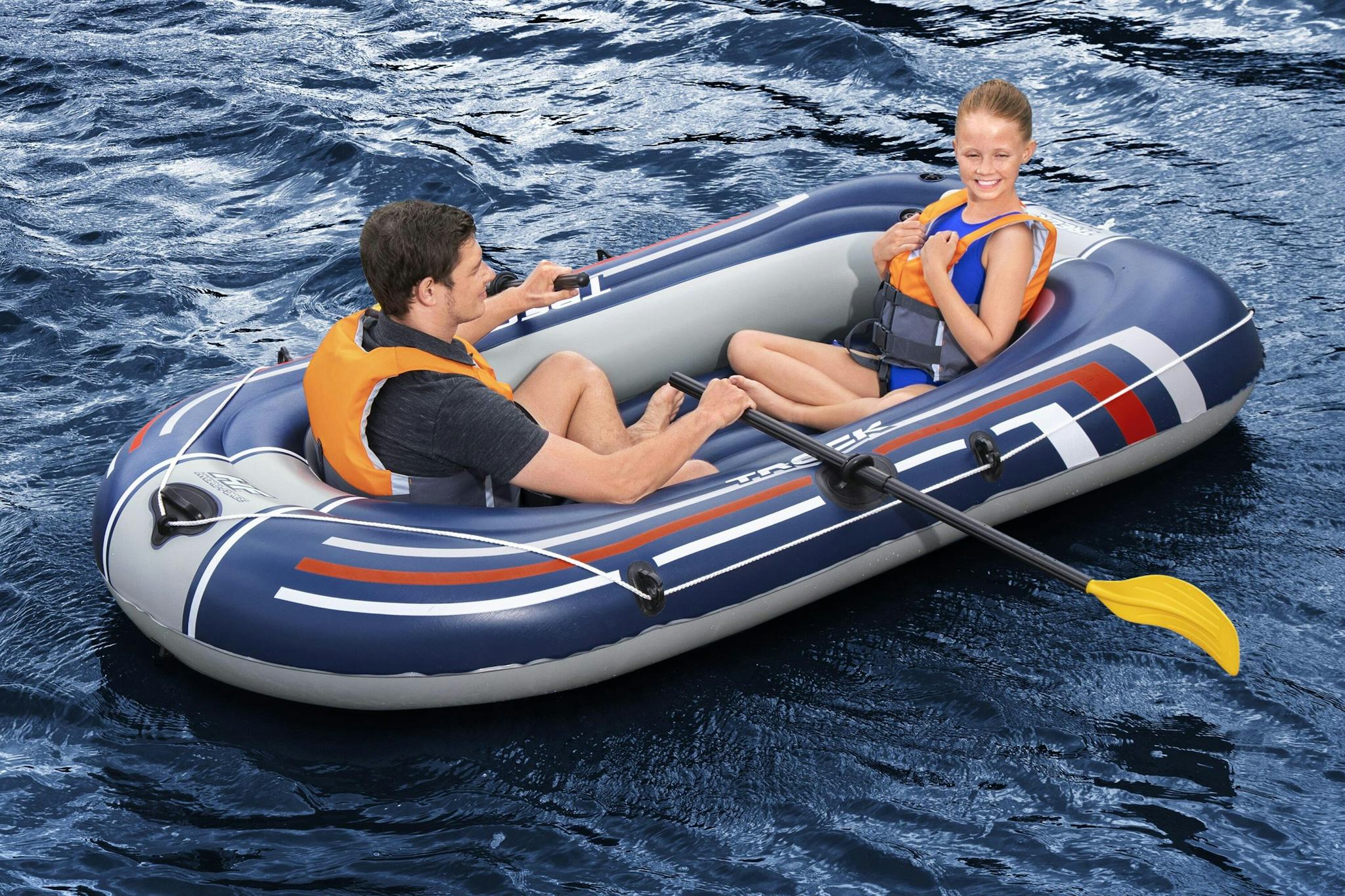 Sports d'eau Bateau gonflable Hydro-Force™ Treck X1 228 x 121 x 32 cm avec 2 rames et un gonfleur à pied Bestway 3