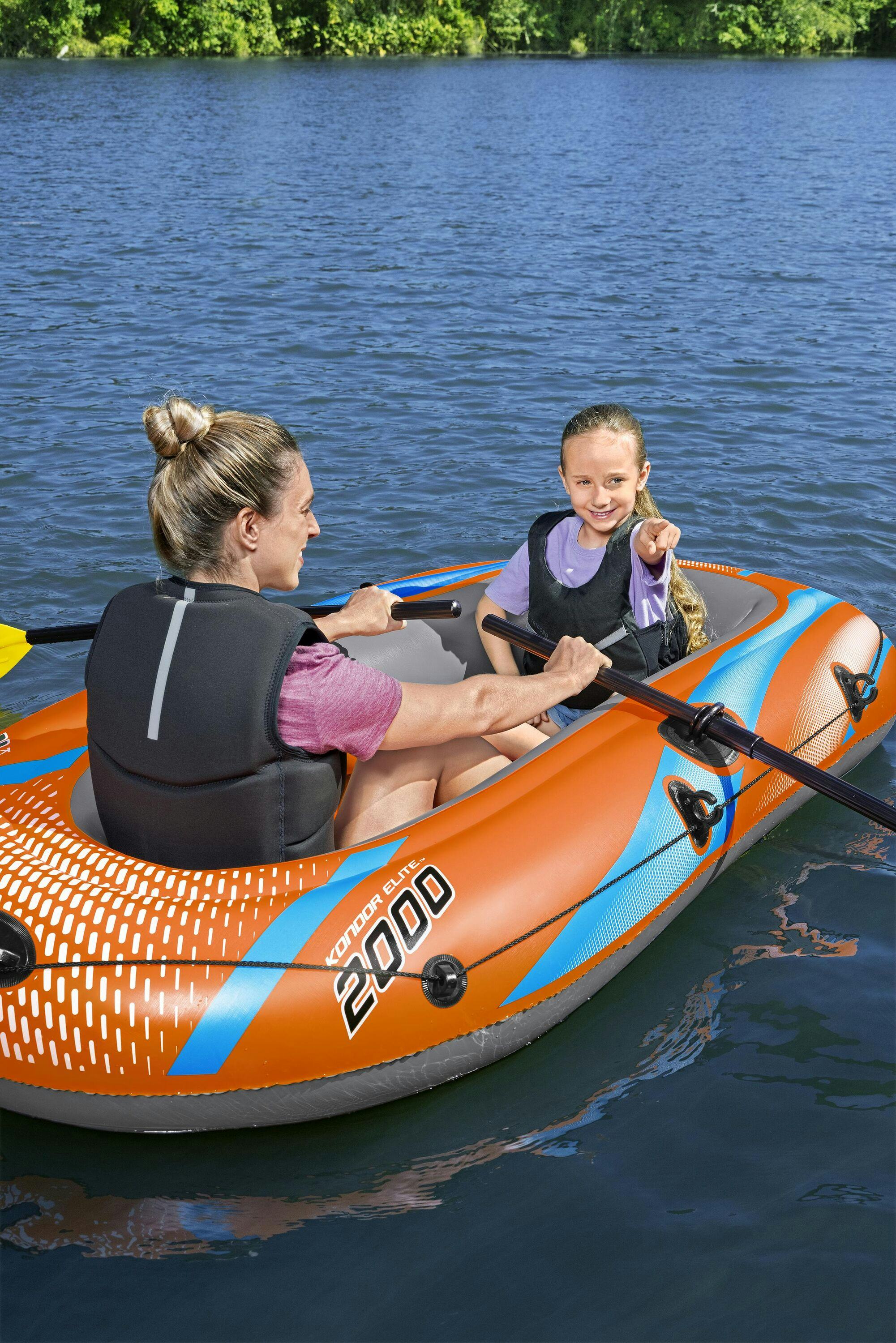 Sports d'eau Bateau gonflable Kondor Elite™ 2000 raft set, 196 x 106 cm, 1 adulte+1enfant, 120kg max, pompe à pied et 2 pagaies Bestway 20