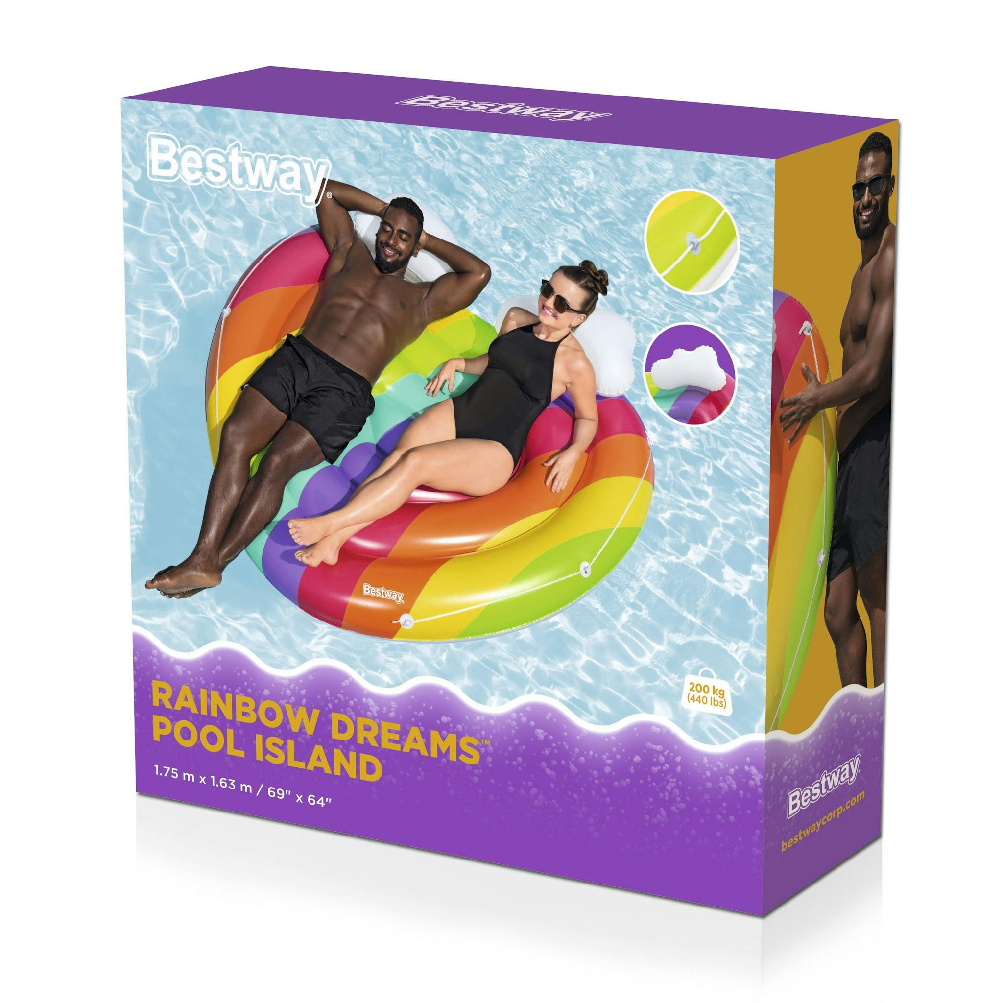 Bouées, matelas et jeux gonflables Île gonflable Rainbow Dreams™ 2 personnes, 164 cm, design arc-en-ciel Bestway 8