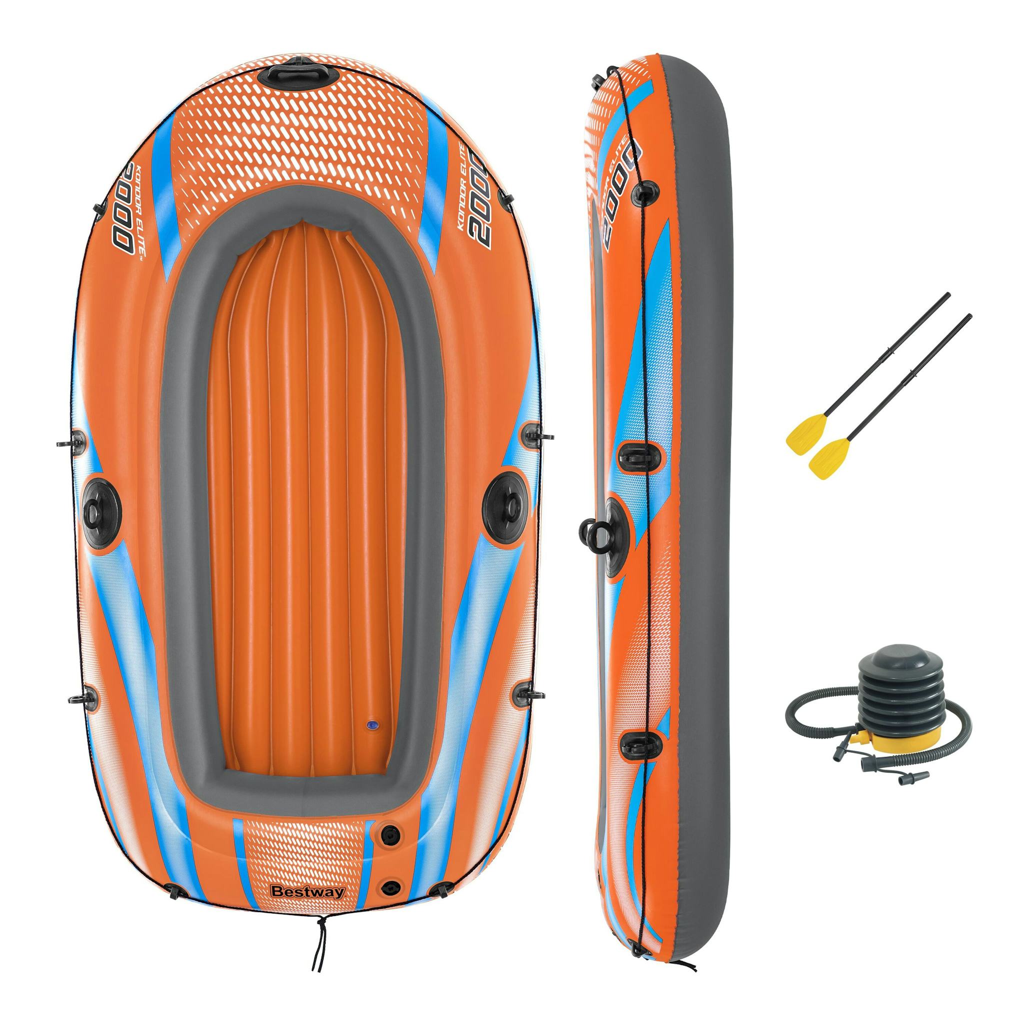 Sports d'eau Bateau gonflable Kondor Elite™ 2000 raft set, 196 x 106 cm, 1 adulte+1enfant, 120kg max, pompe à pied et 2 pagaies Bestway 2