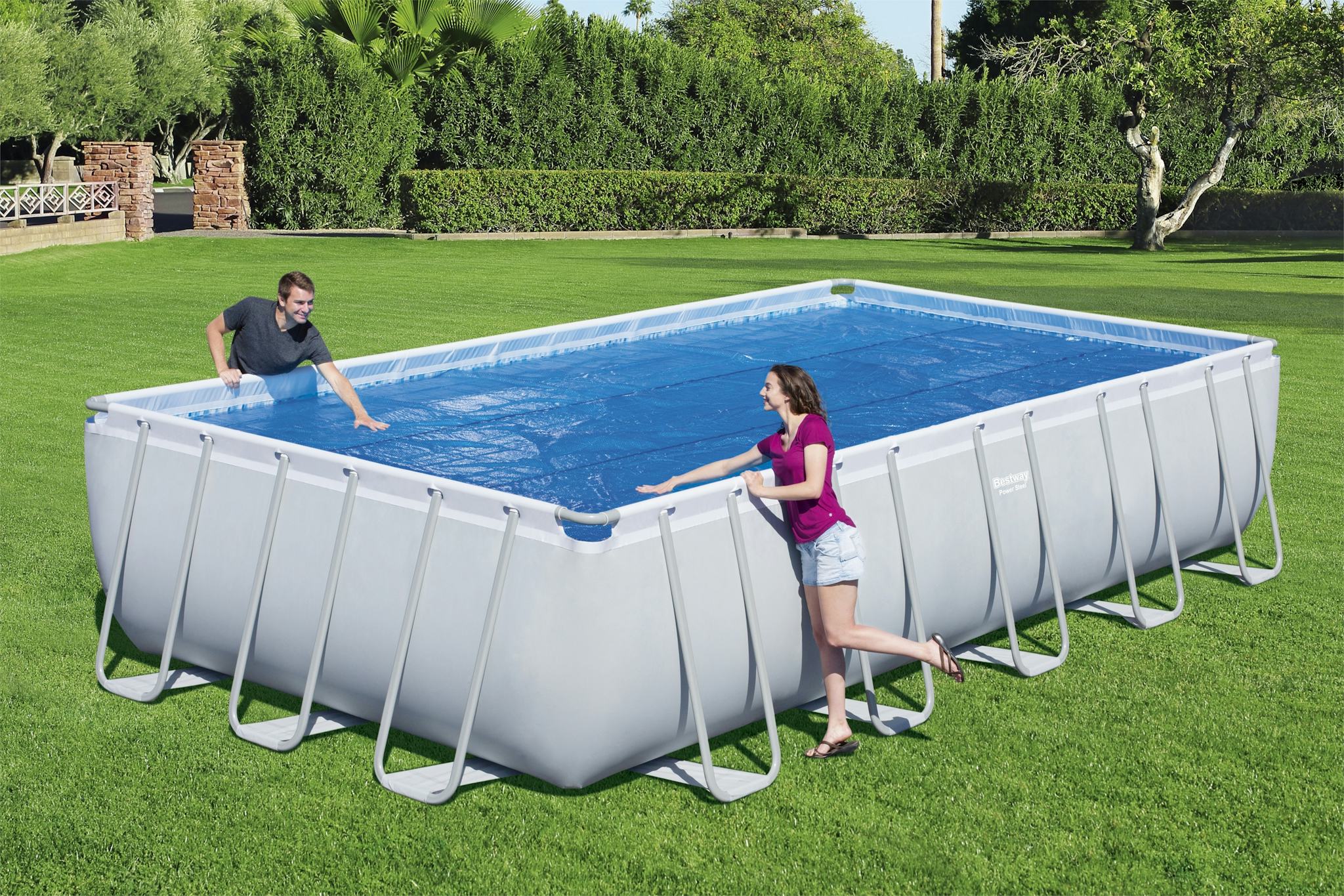 Accessoires piscine et spa Bâche solaire 703 x 366 cm pour piscine hors sol rectangulaire 640 x 274 cm ou 732 x 366 cm Bestway 2