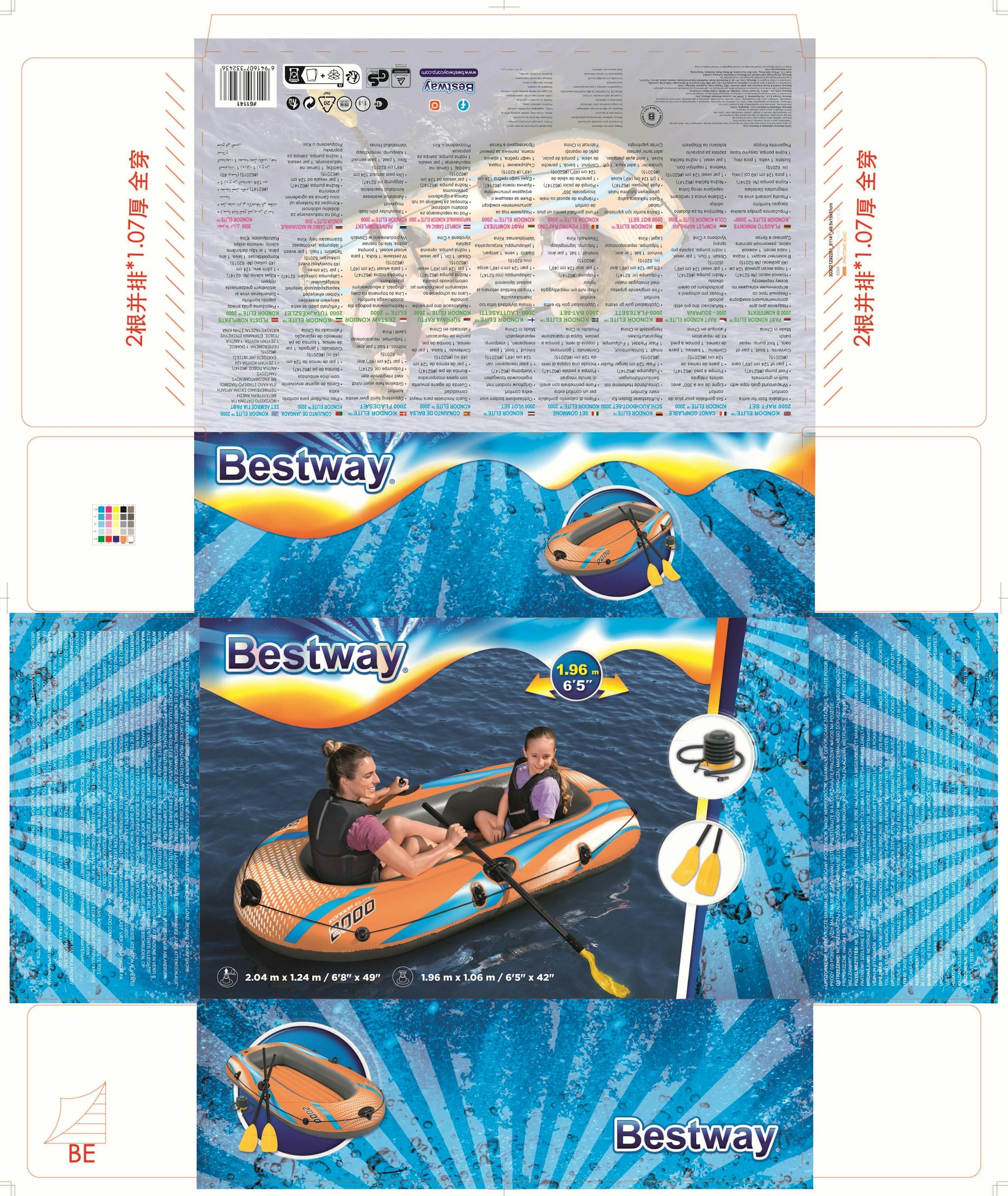 Sports d'eau Bateau gonflable Kondor Elite™ 2000 raft set, 196 x 106 cm, 1 adulte+1enfant, 120kg max, pompe à pied et 2 pagaies Bestway 23