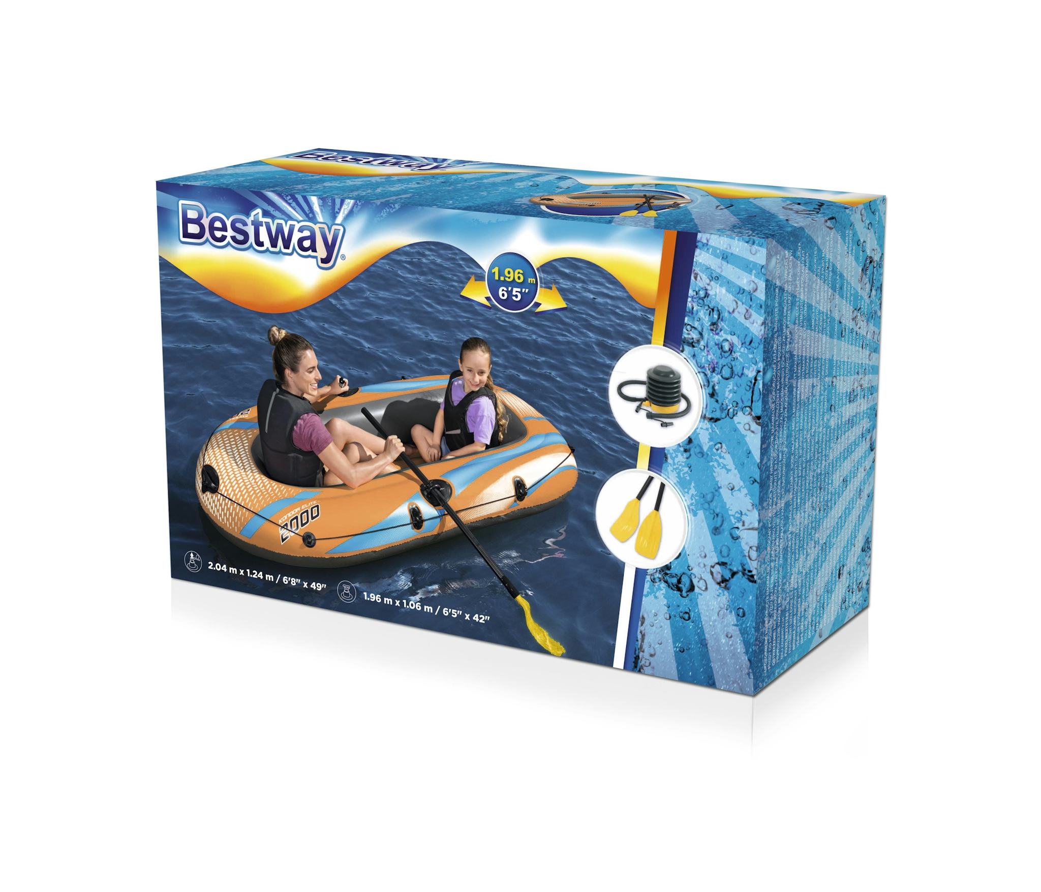 Sports d'eau Bateau gonflable Kondor Elite™ 2000 raft set, 196 x 106 cm, 1 adulte+1enfant, 120kg max, pompe à pied et 2 pagaies Bestway 24