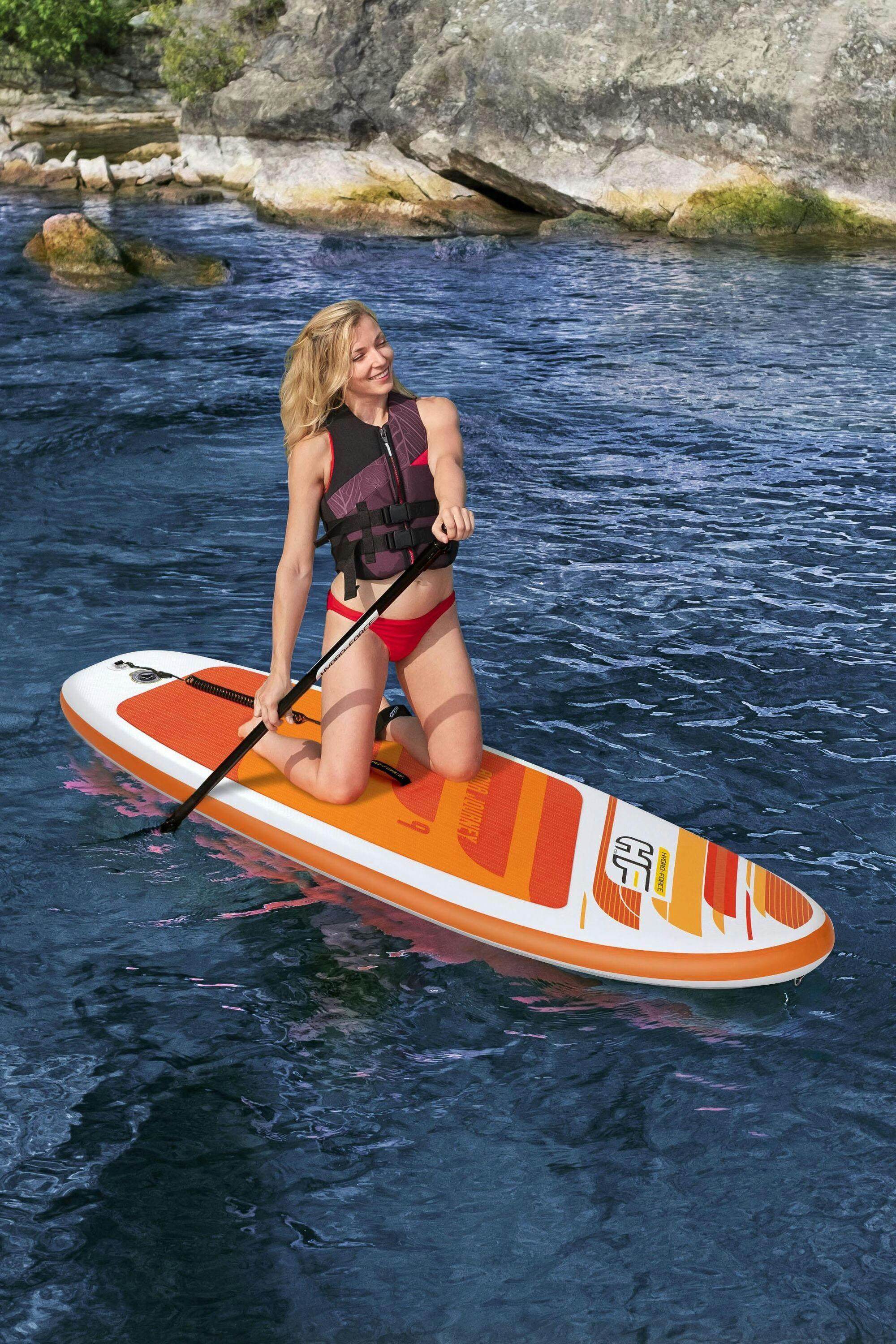 Sports d'eau Paddle SUP gonflable Hydro-Force™ Aqua Journey 274 x 76 x 12 cm, pompe, pagaie, leash, sac à dos de transport Bestway 7