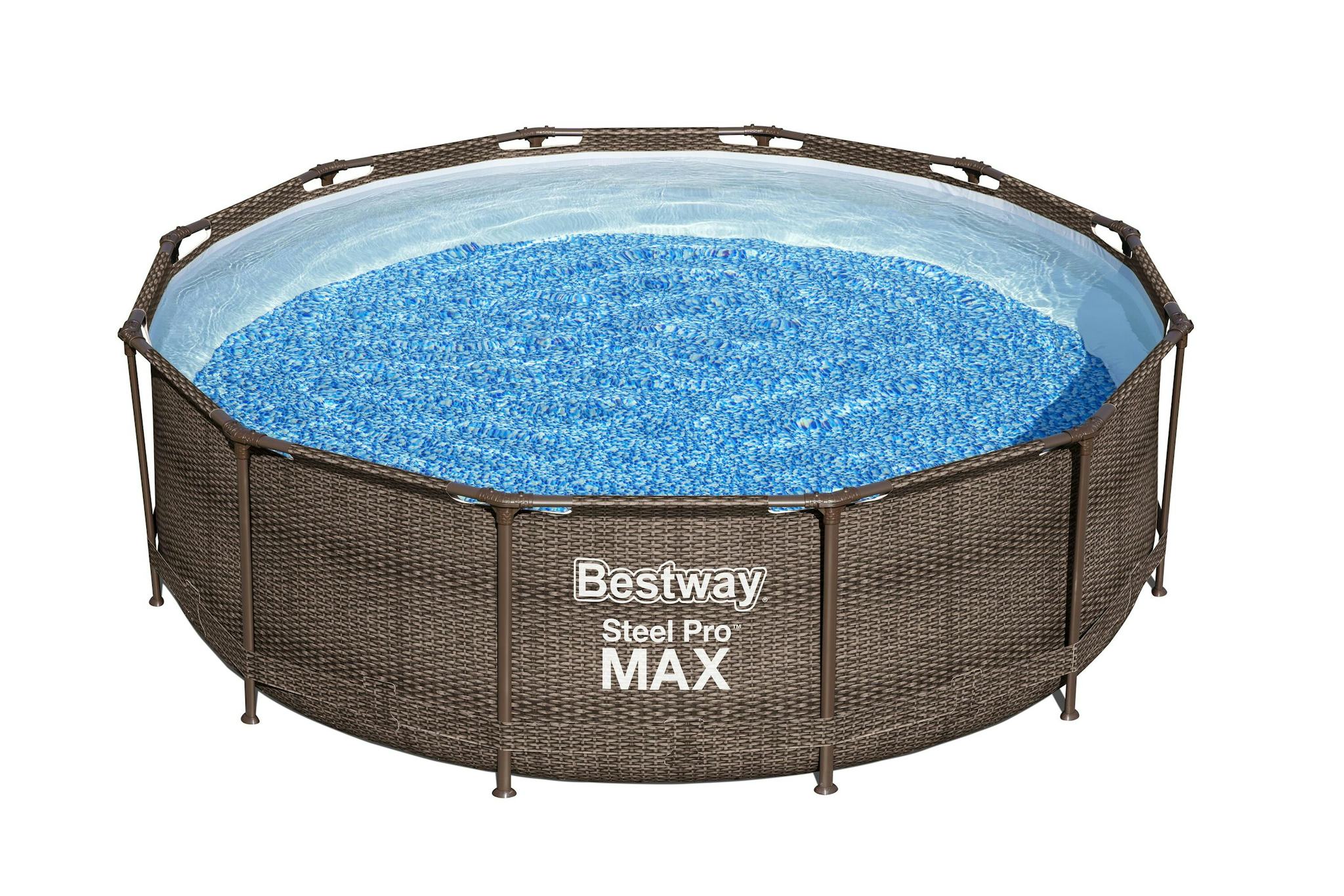Piscines hors sol Piscine hors sol ronde Steel Pro Max™ 366 x 100 cm effet rotin avec filtre à cartouche, échelle Bestway 4